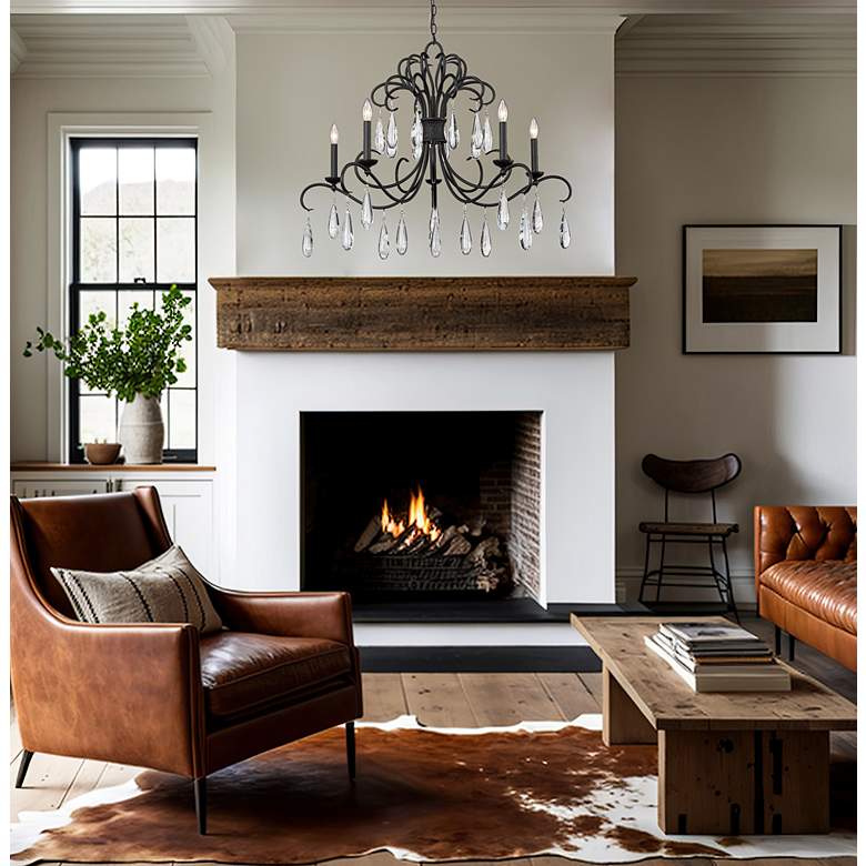 Image 1 Amara 38" Wide Matte Black 5-Light Chandelier in scene
