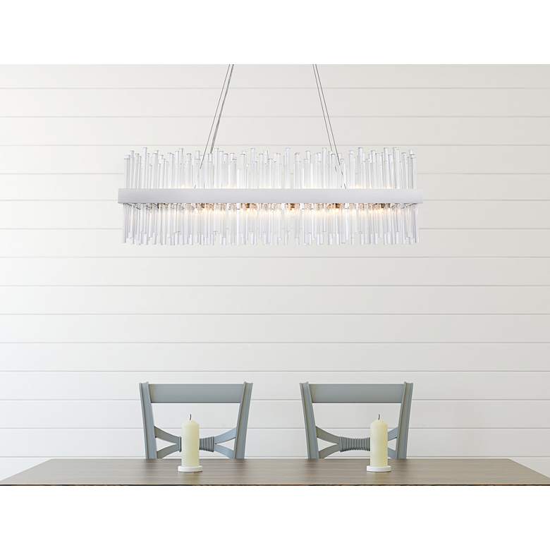 Image 1 Dallas 42" Wide Chrome Crystal 24-Light Rectangular Pendant in scene