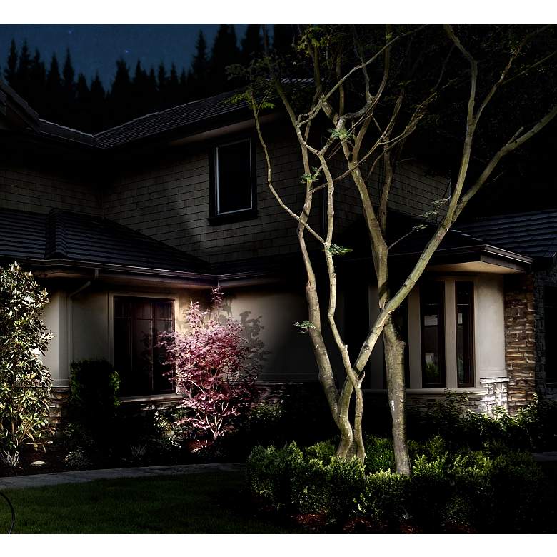 Image 1 Hooded Low Voltage Black 7 1/2 inch High LED Landscape Spotlight in scene