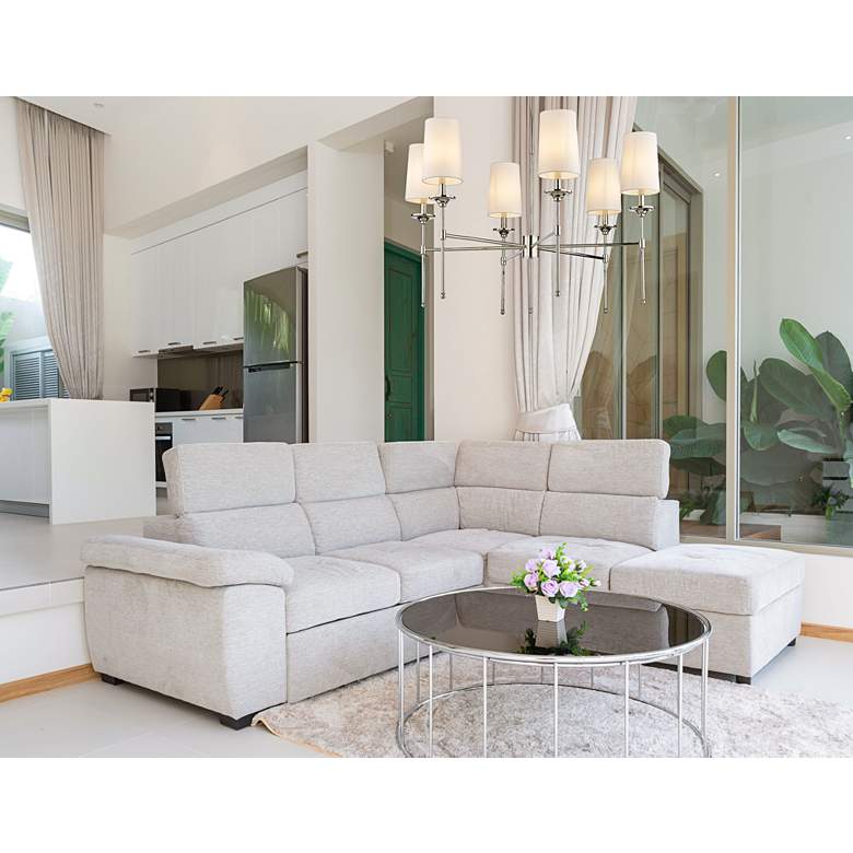 Image 1 Emily 38" Wide Polished Nickel 6-Light Chandelier in scene