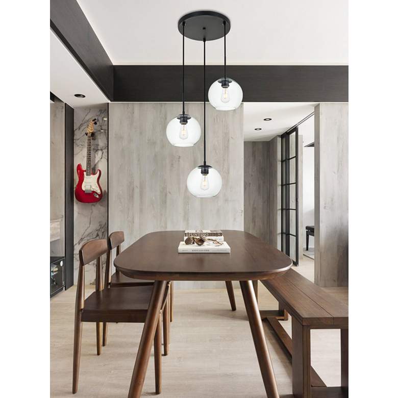 Image 1 Baxter 18" Wide Black Metal 3-Light Pendant in scene