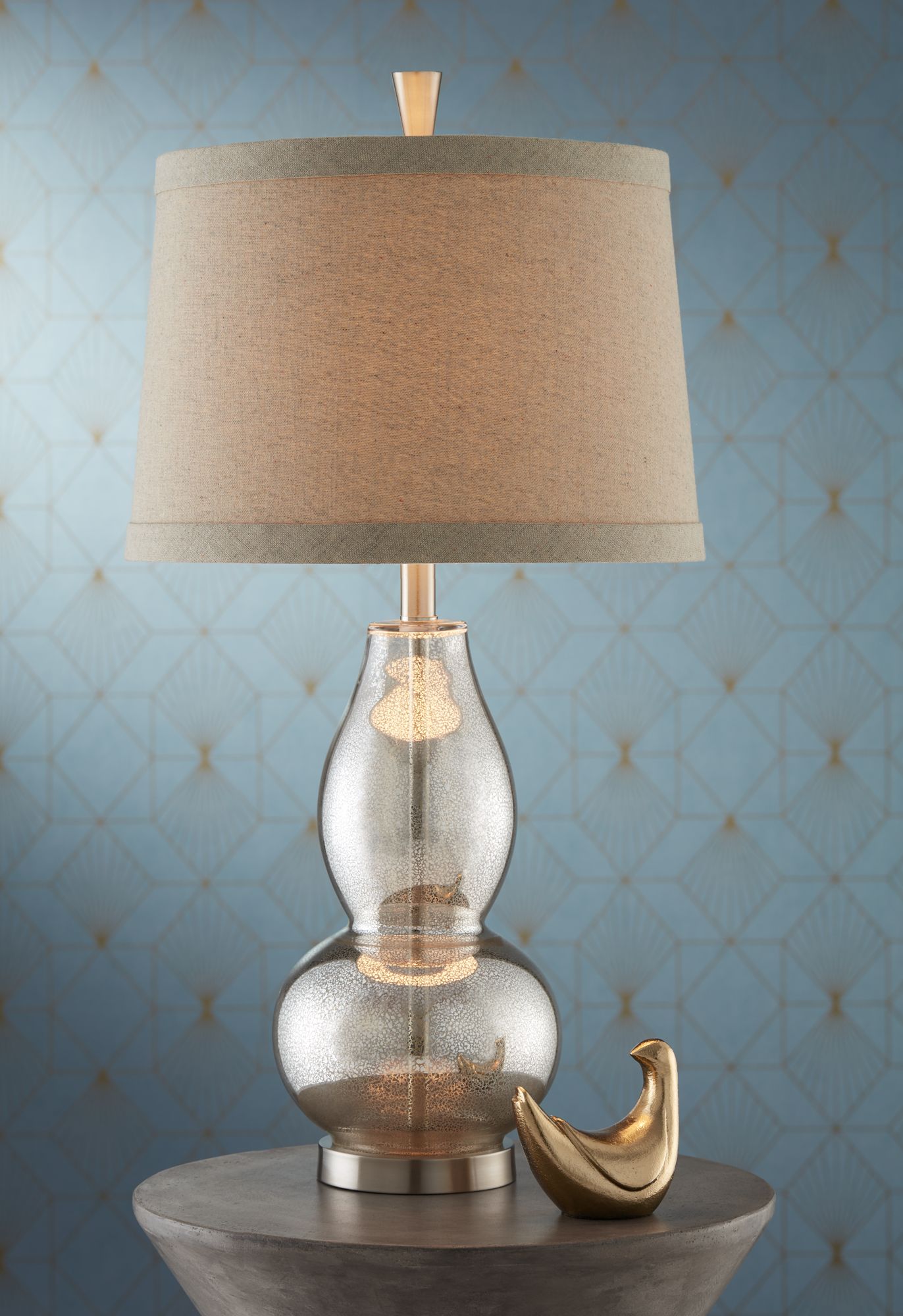 Frederick 30 1/2" High Double Gourd Mercury Glass Table Lamp in scene