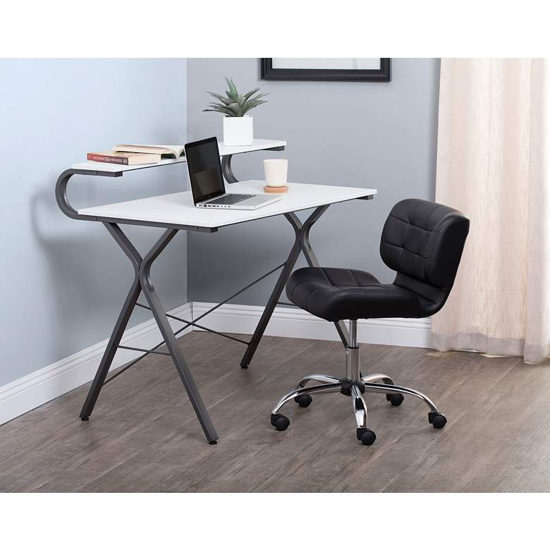 Image 1 Atlas Black Faux Leather Adjustable Swivel Office Chair in scene