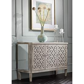Image1 of Charly 50" Wide Natural Whitewash 3-Door Accent Cabinet in scene