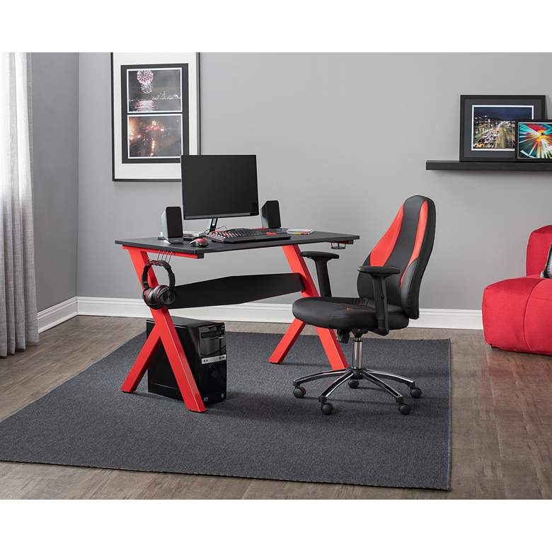 Image 1 Vortex Black Red Adjustable Swivel Gaming/Office Chair in scene