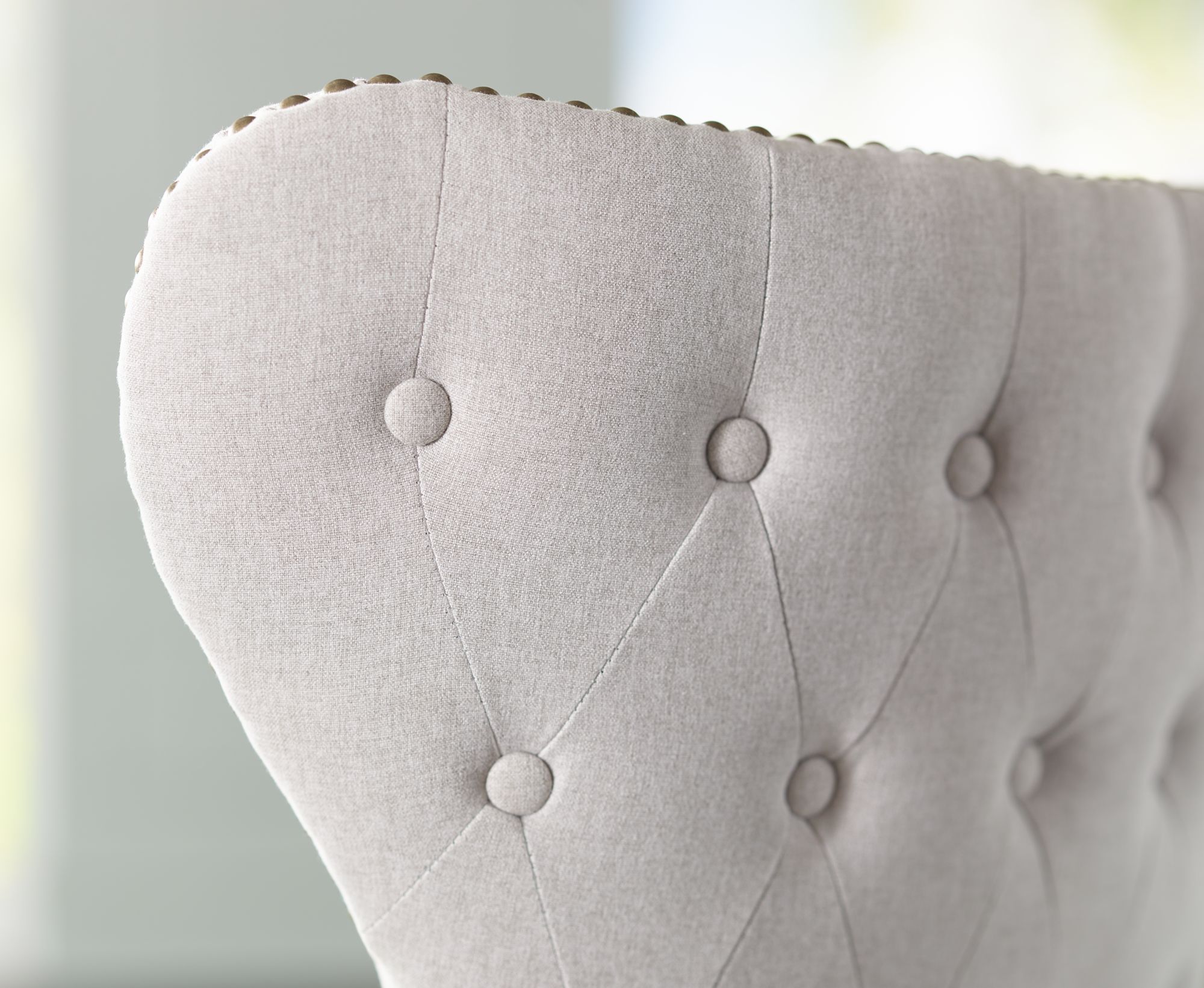 Sunpan Ariana 25" Wide Wingback Light Gray Tufted Fabric Dining Chair in scene