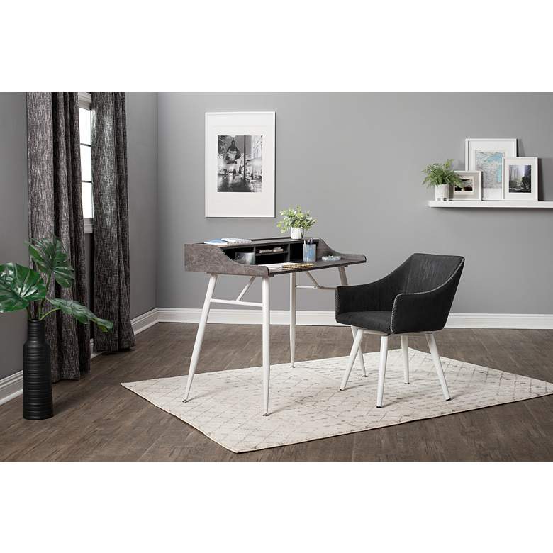 Image 1 Sydney Dark Gray Faux Leather Swivel Office Chair in scene