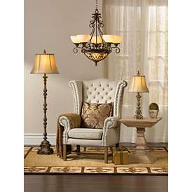 Image1 of Regency Hill 62" Traditional French Candlestick Faux Wood Floor Lamp in scene