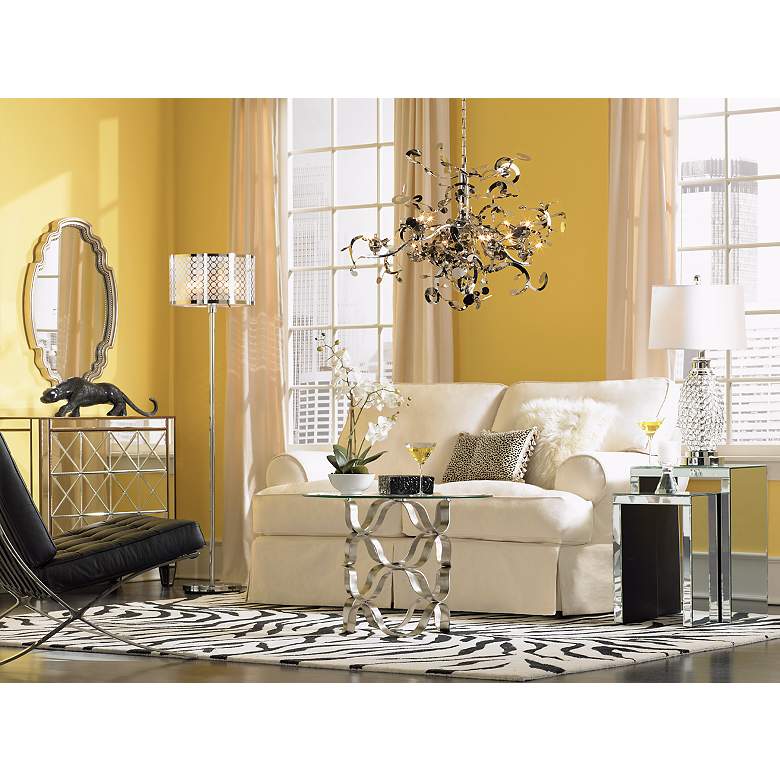 Image 1 Possini Euro 29" White Shade Acrylic Beaded Base Modern Table Lamp in scene