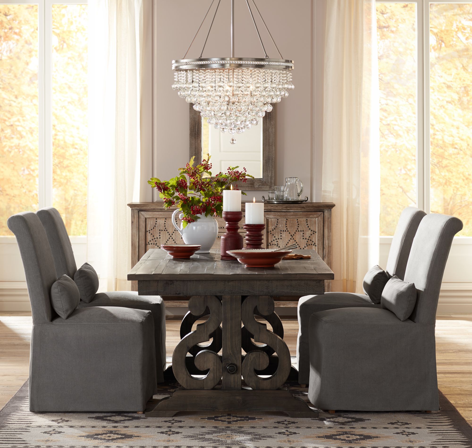 Naomi Petyon Slate Armless Dining Chair in scene