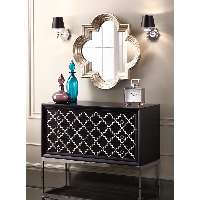 Image 1 Manhattan 13" High Black and Chrome Crystal Wall Sconce in scene