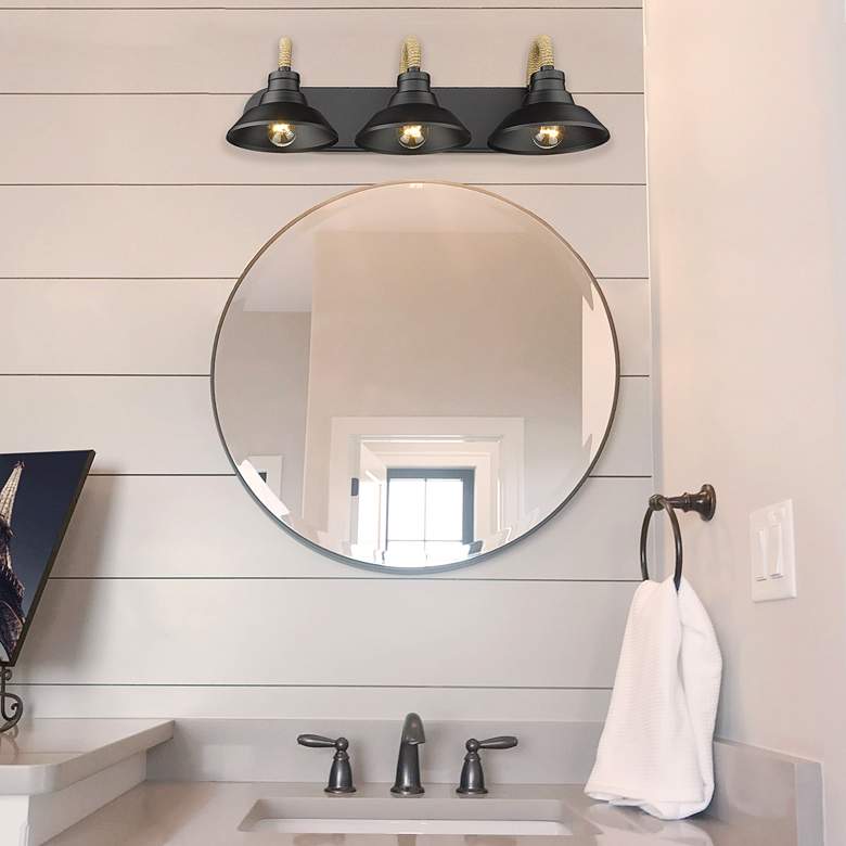 Image 1 Journey 26" Wide Natural Black 3-Light Bath Light in scene
