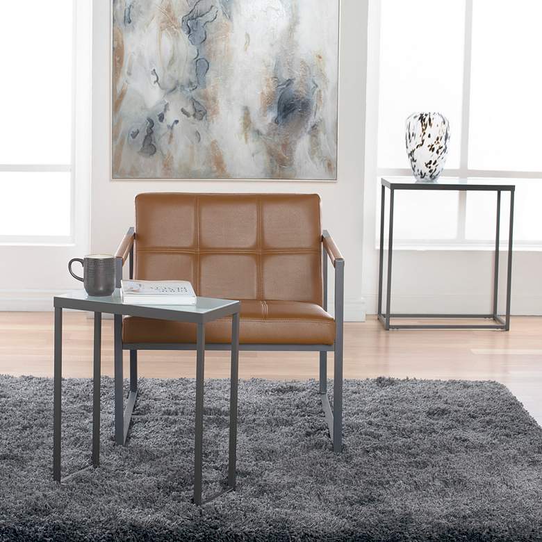 Image 1 Camber Caramel Brown Blended Leather Accent Chair in scene