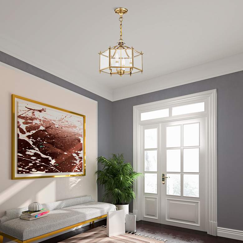 Image 1 Livingston 15 1/2" Wide Antique Brass 4-Light Chandelier in scene