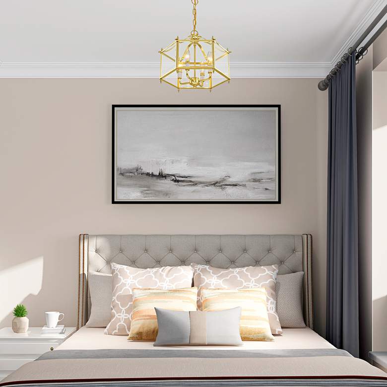 Image 1 Livingston 12" Wide Polished Brass 4-Light Pendant in scene