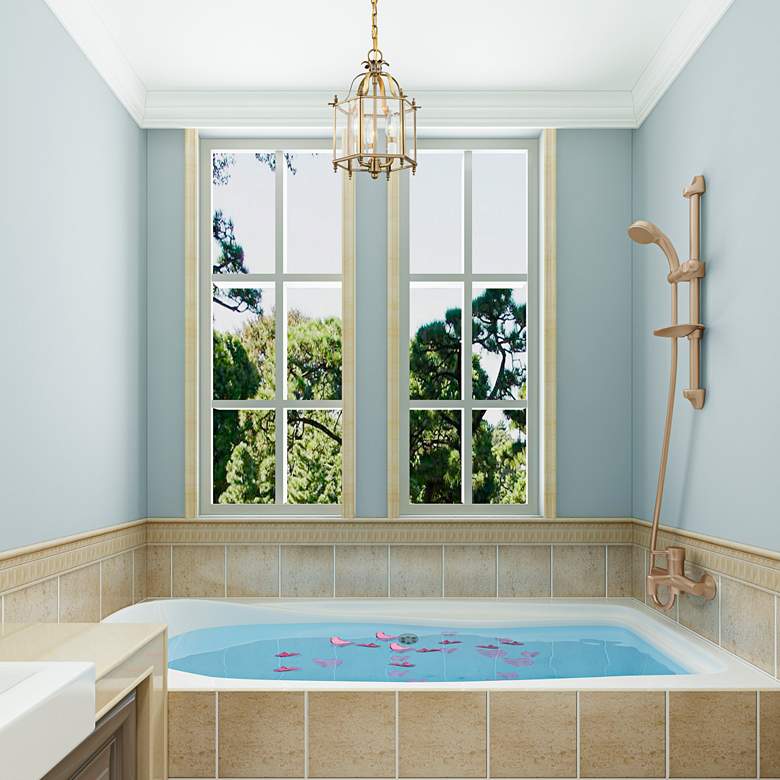 Image 1 Livingston 9 1/2" Wide Antique Brass 3-Light Mini Pendant in scene