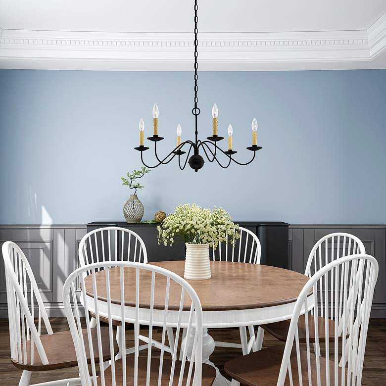 Image 1 Heritage 27 1/2" Wide Black 6-Light Chandelier in scene