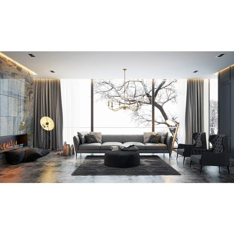 Image 1 Arrington 42" Wide Rubbed Brass 6-Light Candle Chandelier in scene