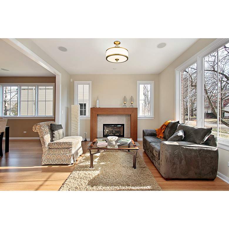 Image 1 Z-Lite Cosmopolitan 15 3/4" Heritage Brass White Glass Ceiling Light in scene