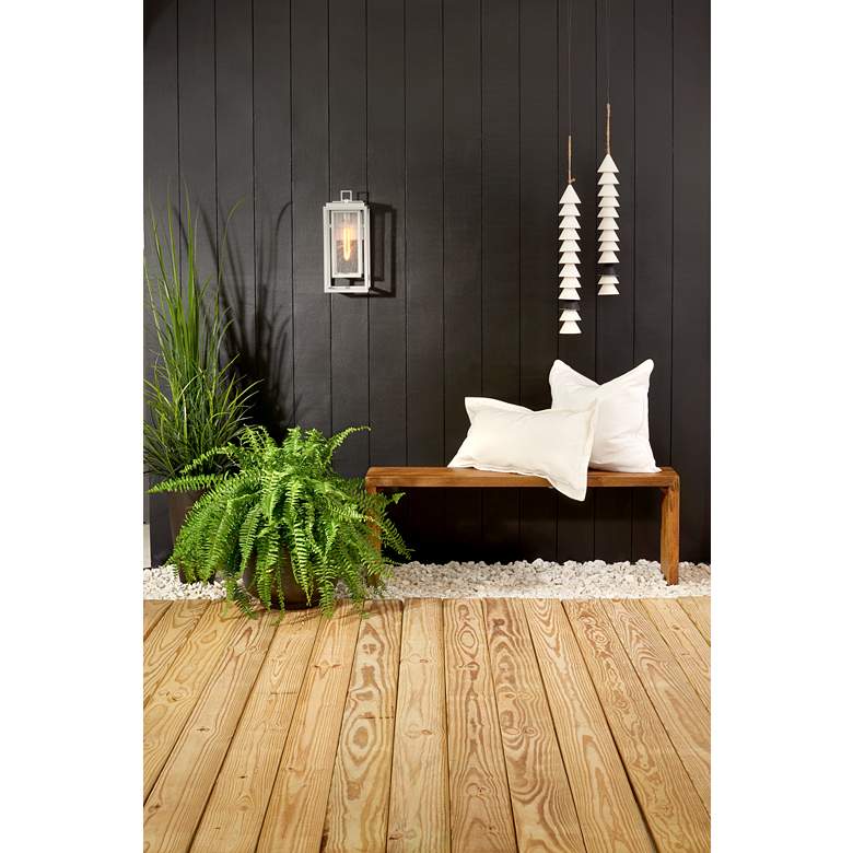 Image 1 Hinkley Republic 12" High Satin Nickel Modern Outdoor Wall Light in scene