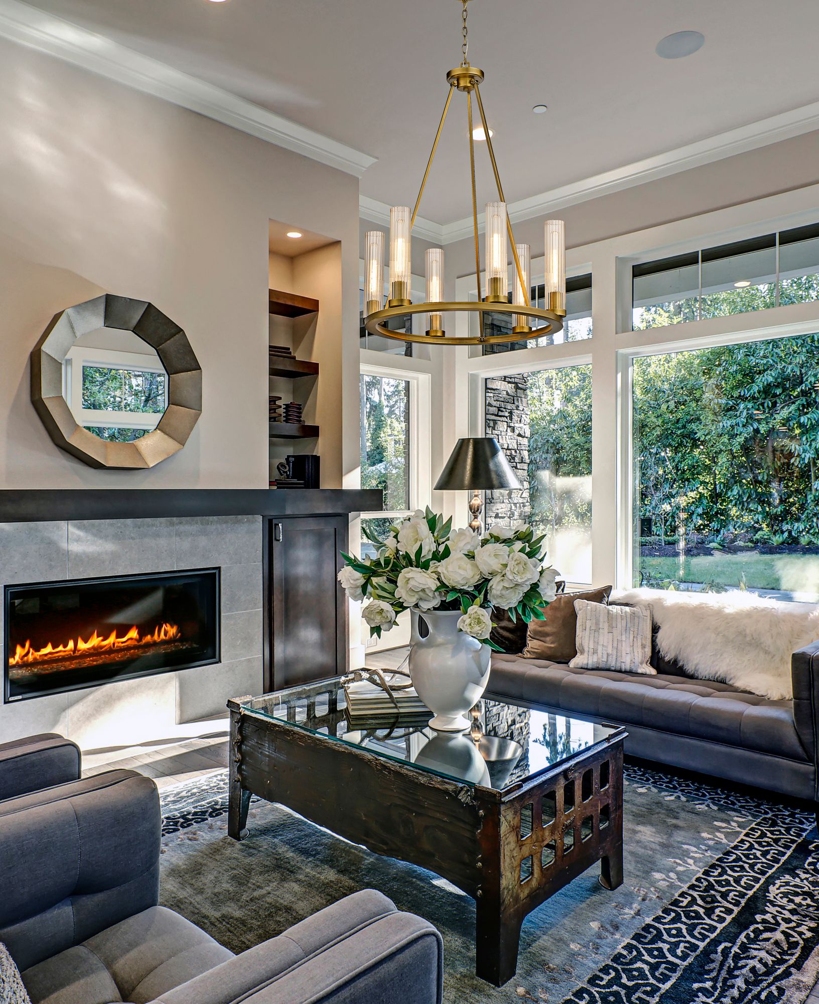 Image 1 Beau 26" Wide Rubbed Brass 6-Light Chandelier in scene