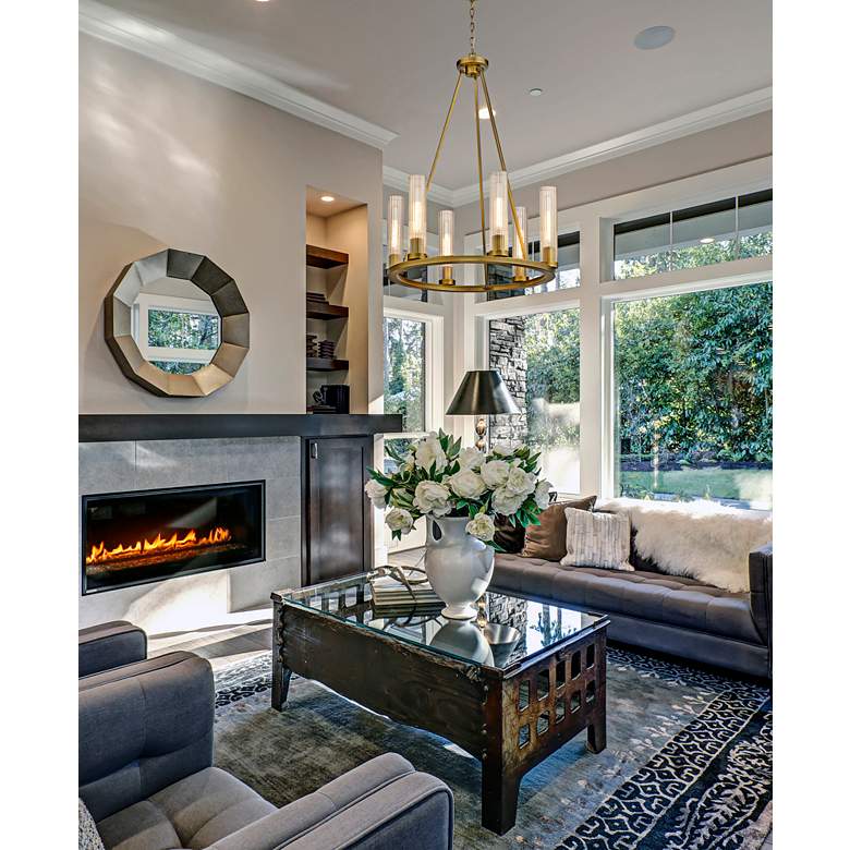 Image 1 Beau 26" Wide Rubbed Brass 6-Light Chandelier in scene