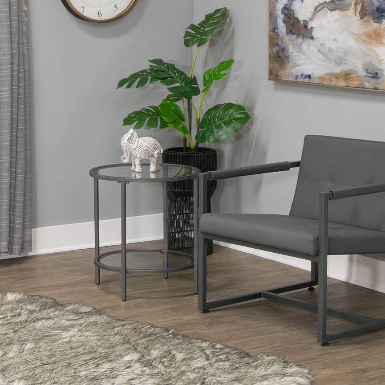 Image 1 Camber Elite 20"W Pewter Gray Clear Glass Round End Table in scene