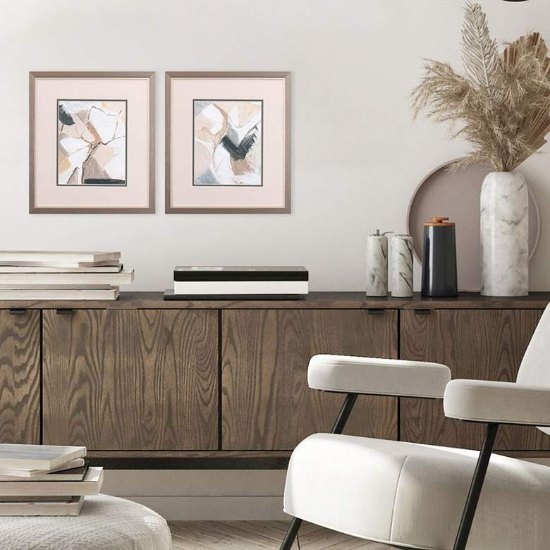 Image 1 Marble Lines 16" High 2-Piece Printed Framed Wall Art Set in scene