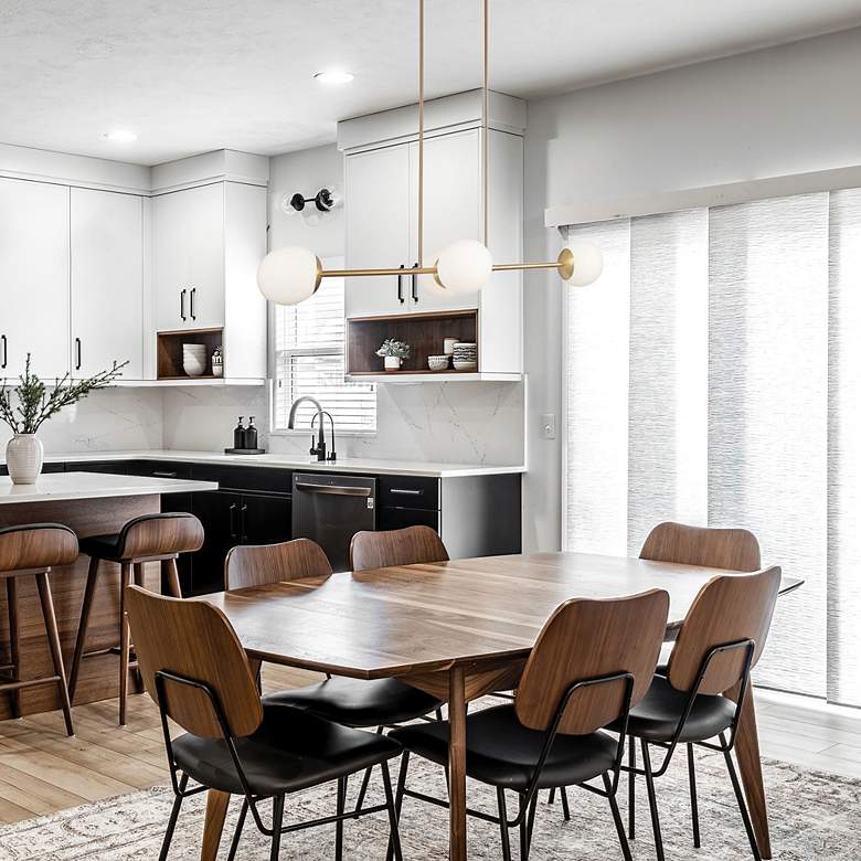 Image 1 Dayana 48" Wide Aged Brass 4-Light Linear Pendant in scene