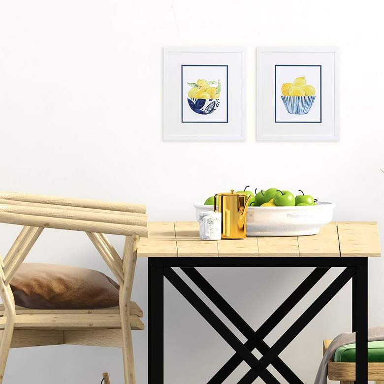 Image 1 Bowl of Lemons 16"H Rectangular 2-Piece Framed Wall Art Set in scene