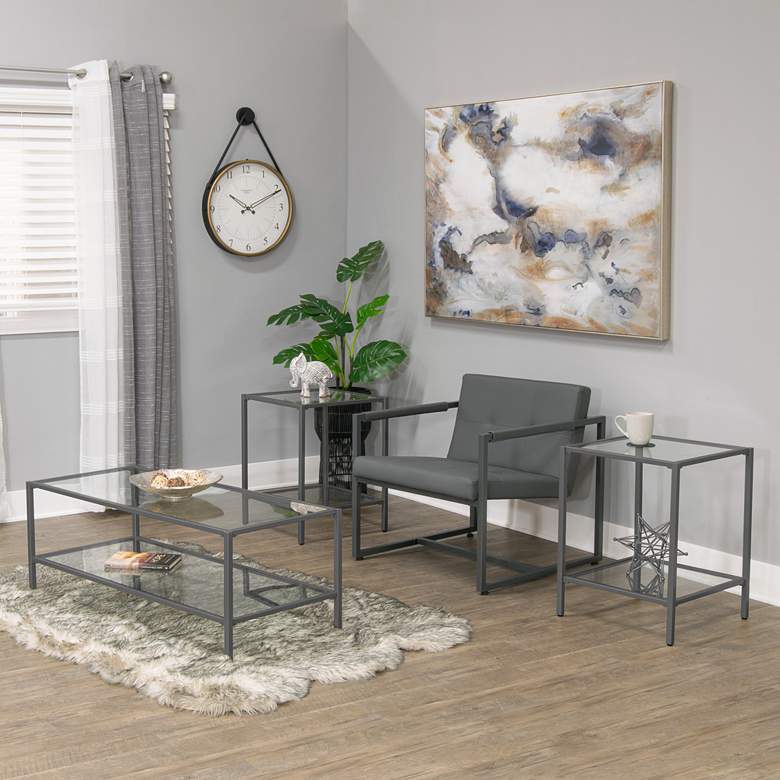 Image 1 Camber Elite 45 1/2"W Clear Glass Pewter Gray Coffee Table in scene