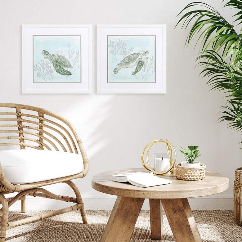 Image 1 Ocean Swim 17" Square 2-Piece Framed Wall Art Set in scene