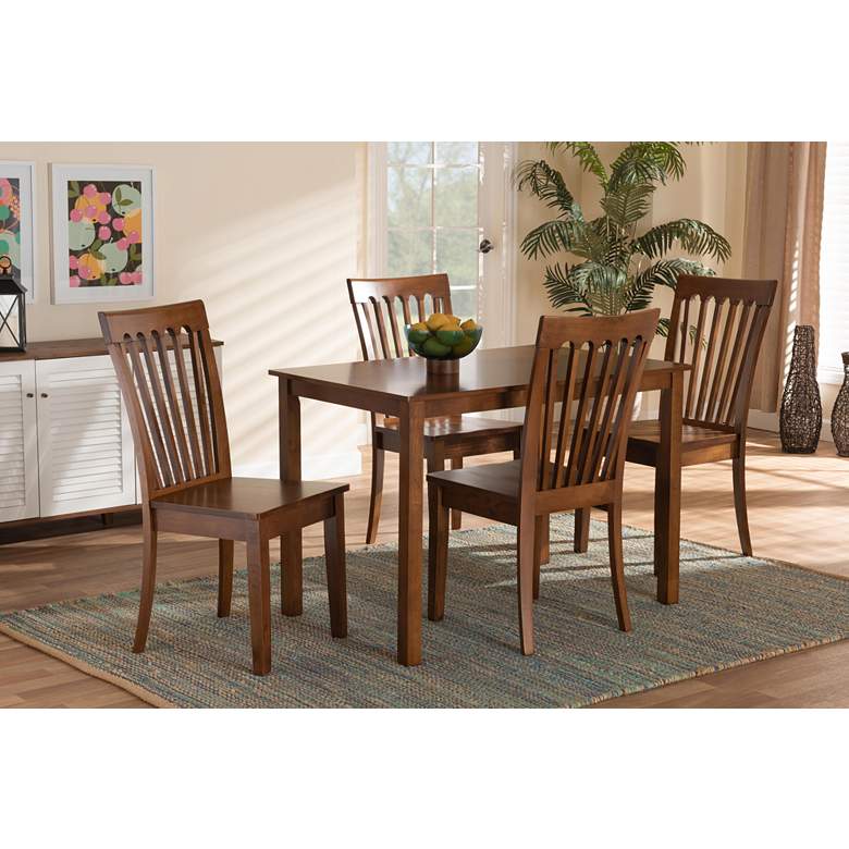 Image 1 Baxton Studio Erion Walnut Brown Wood 5-Piece Dining Set in scene