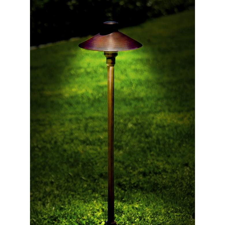 Image 1 Antique Brass Conical Top Path Light in scene