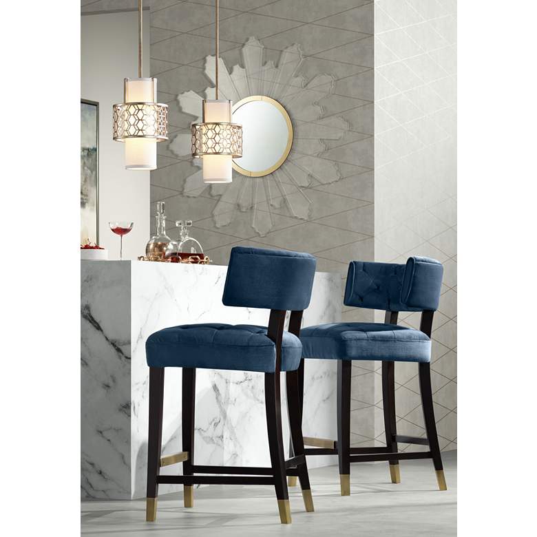 Image 1 Tatum 26 inch Navy Ink Blue Tufted Modern Counter Stool in scene