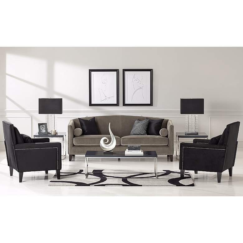 Image 1 Surya 18" Square Caviar Black Throw Pillow in scene