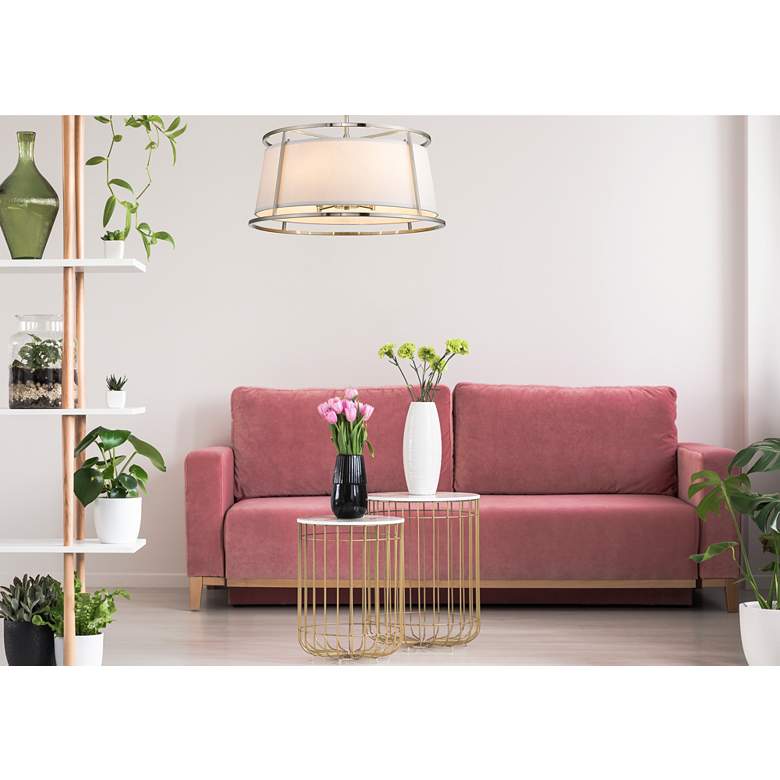 Image 1 Lenyx 26" Wide Brushed Nickel 6-Light Drum Pendant in scene