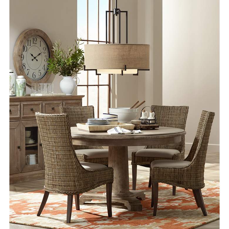 Image 1 Possini Euro Concentric 25" Wide Bronze and Burlamp Modern Pendant in scene