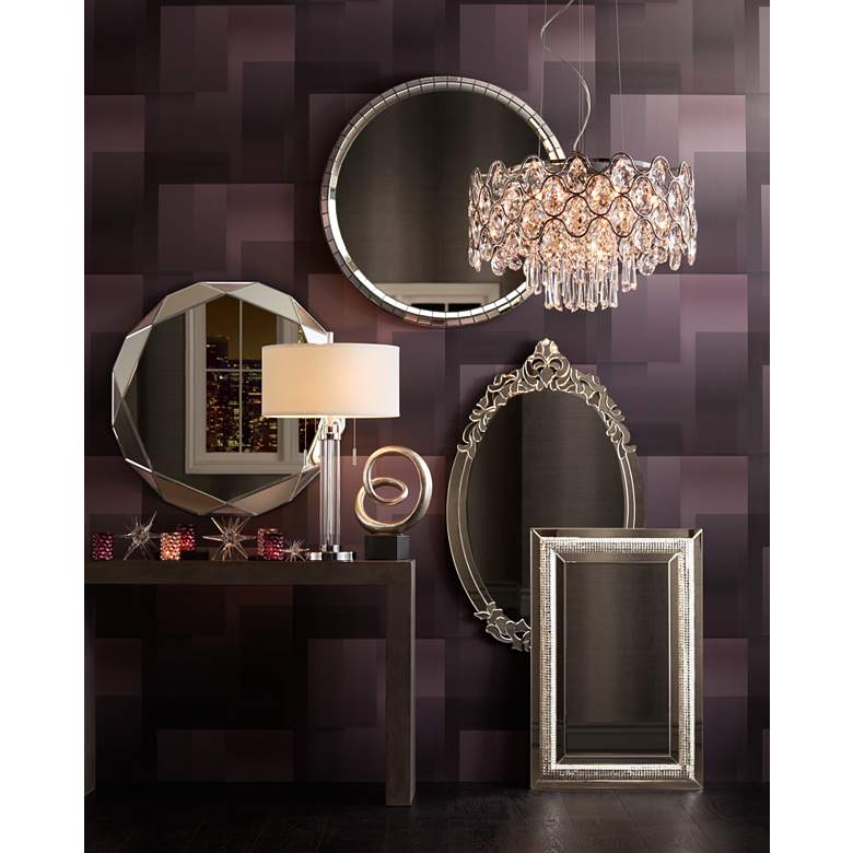 Griffin 33&quot; Round Geometric Angle Cut Wall Mirror in scene