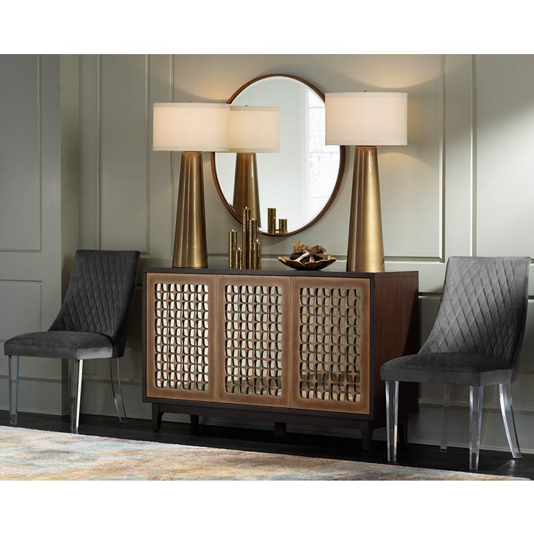Image 1 Possini Euro Design Column 36" High Dark Gold Tall Glass Table Lamp in scene