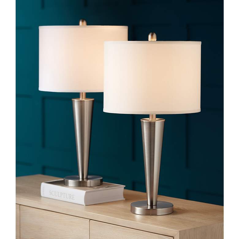 Image 1 360 Lighting Geoff 26 inch Brushed Nickel USB Table Lamps Set of 2 in scene