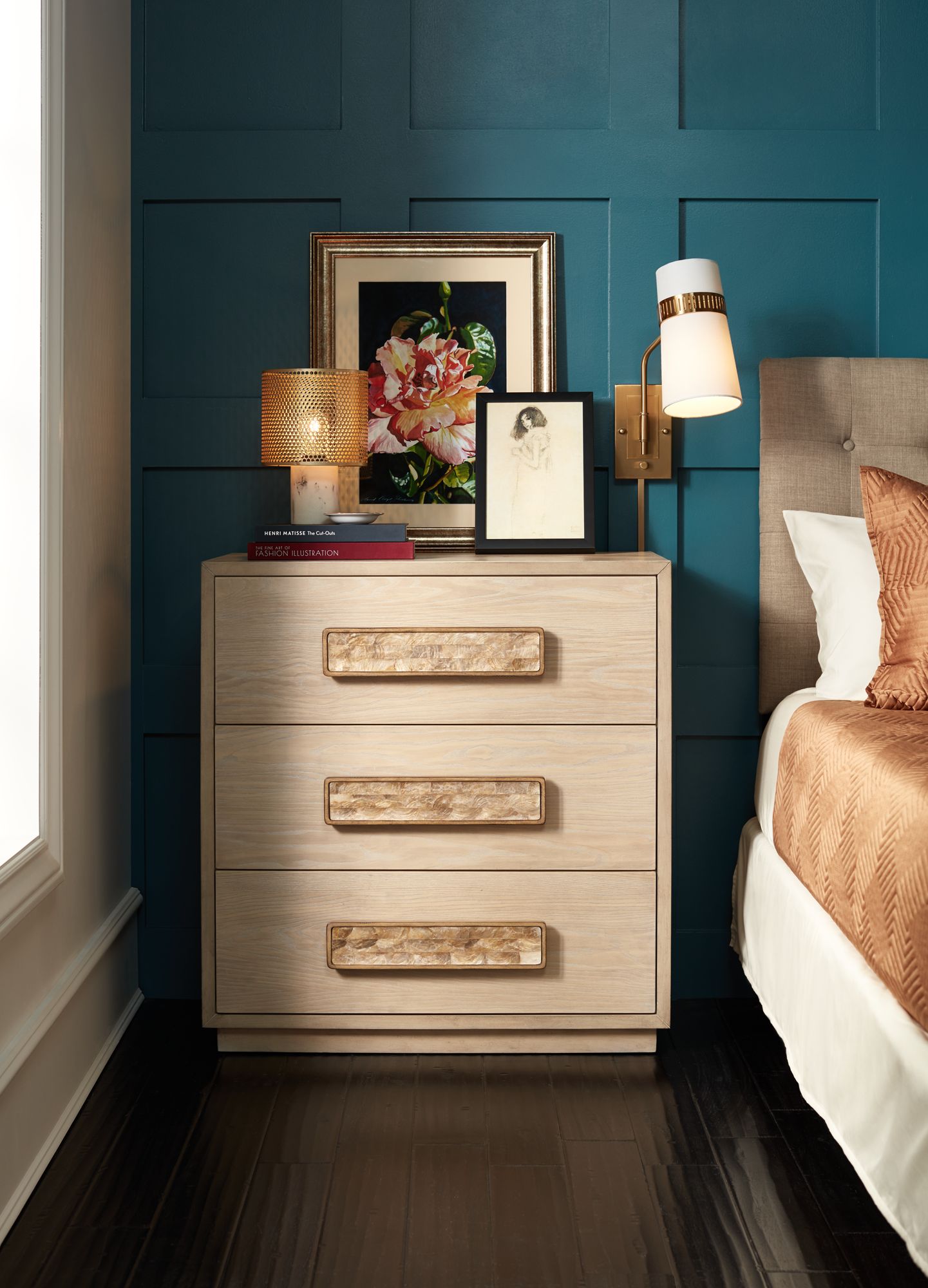 Possini Euro Cartwright Antique Brass Plug-In Wall Lamp with Cord Cover in scene