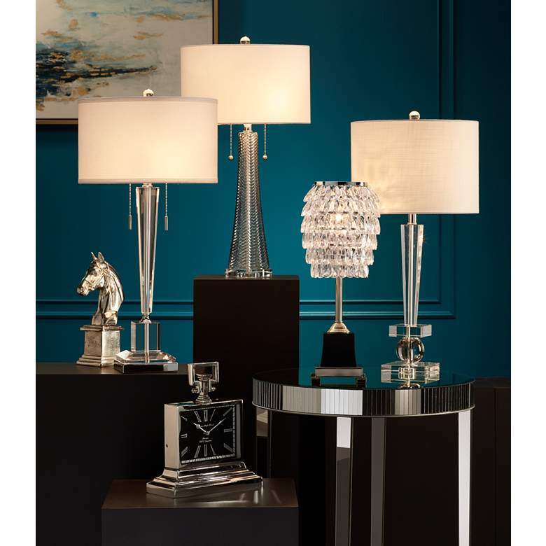 Image 1 Vienna Full Spectrum Renee 30 1/2 inch Pull Chain Clear Crystal Table Lamp in scene