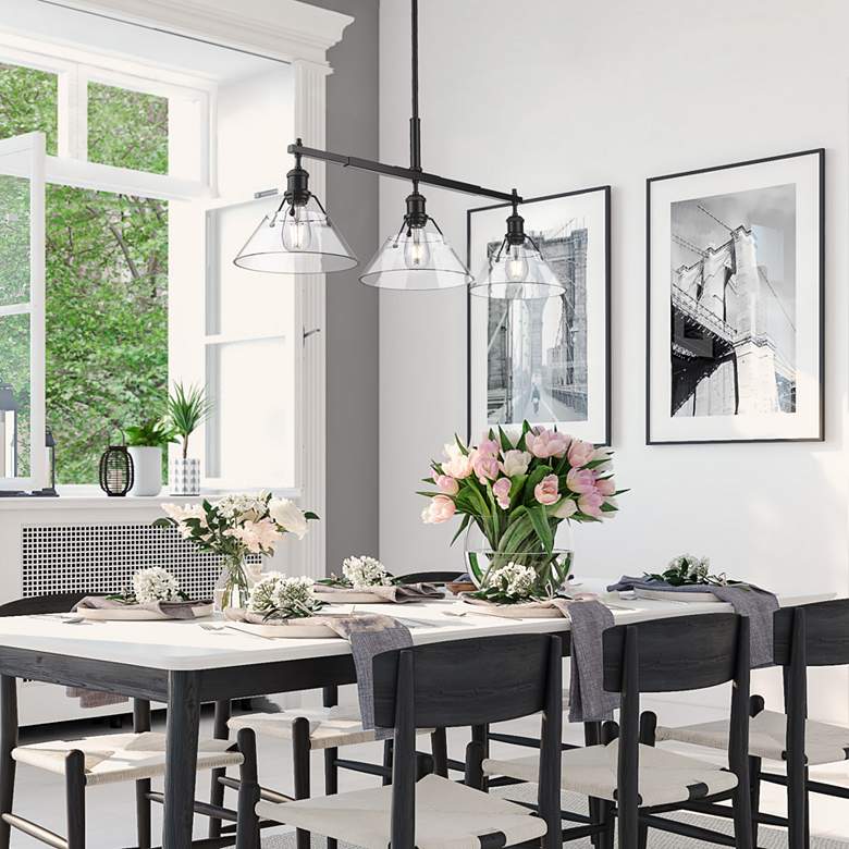 Image 1 Golden Lighting Orwell 35 3/4" Wide Matte Black 3-Light Linear Pendant in scene