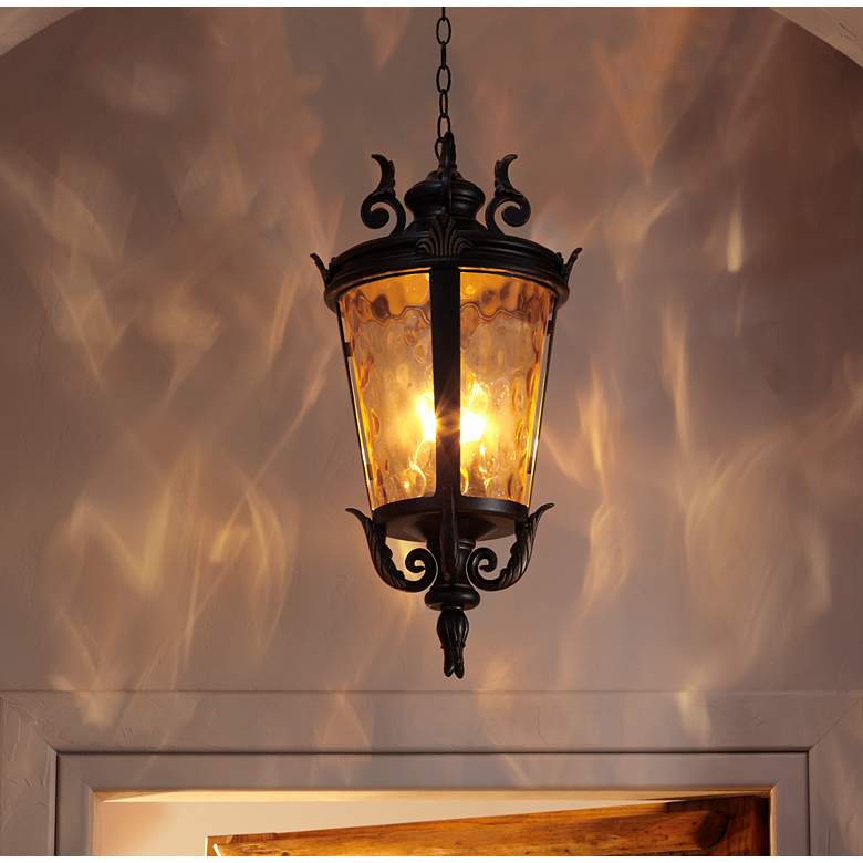Image 7 Casa Marseille 26 1/4" High Bronze Traditional Outdoor Hanging Light in scene