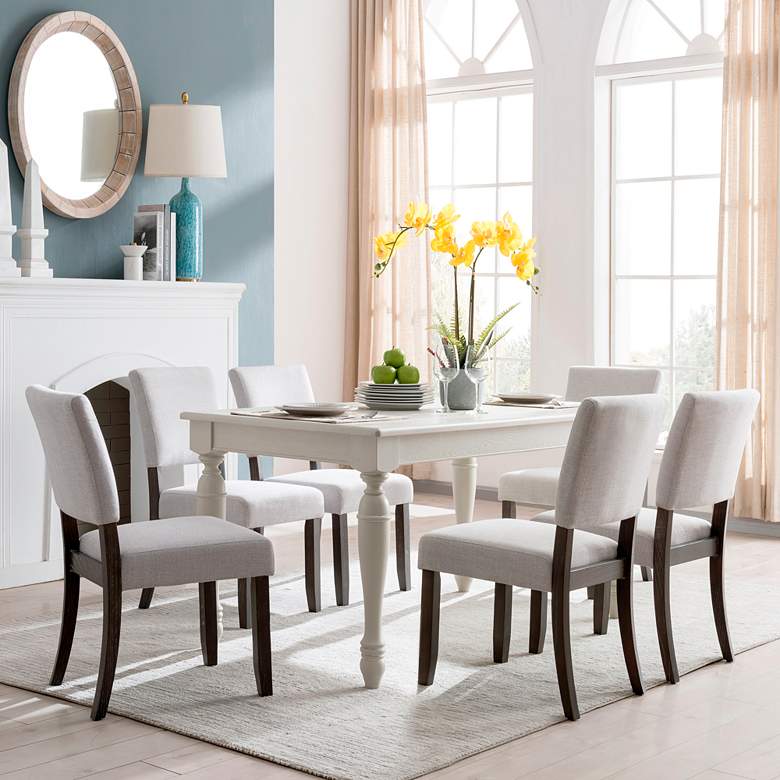 Image 1 Marlowe Blackbean Gray-Washed Fabric Dining Chairs Set of 2 in scene