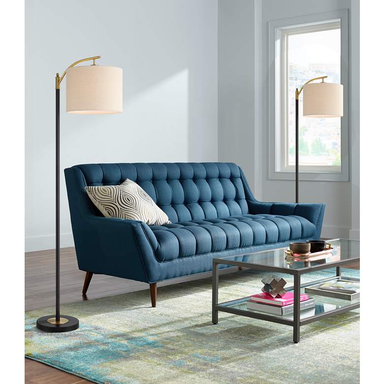 Image 1 360 Lighting Rayna Black and Gold Downbridge Floor Lamps Set of 2 in scene