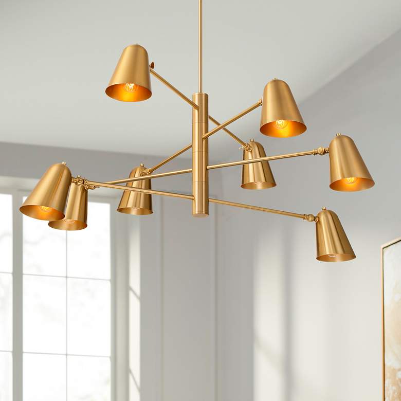 Image 1 Possini Euro Meyers 41" Wide Warm Brass 8-Light Chandelier in scene