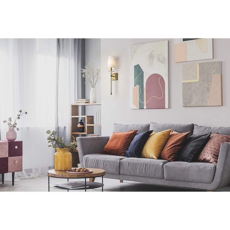 Image 1 Ava 25 3/4" High Rubbed Brass Wall Sconce in scene