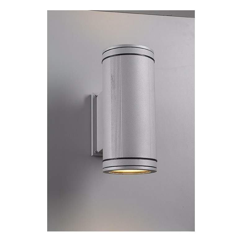 Image 1 Meridian Up-Down Architectural Silver Outdoor Wall Light in scene